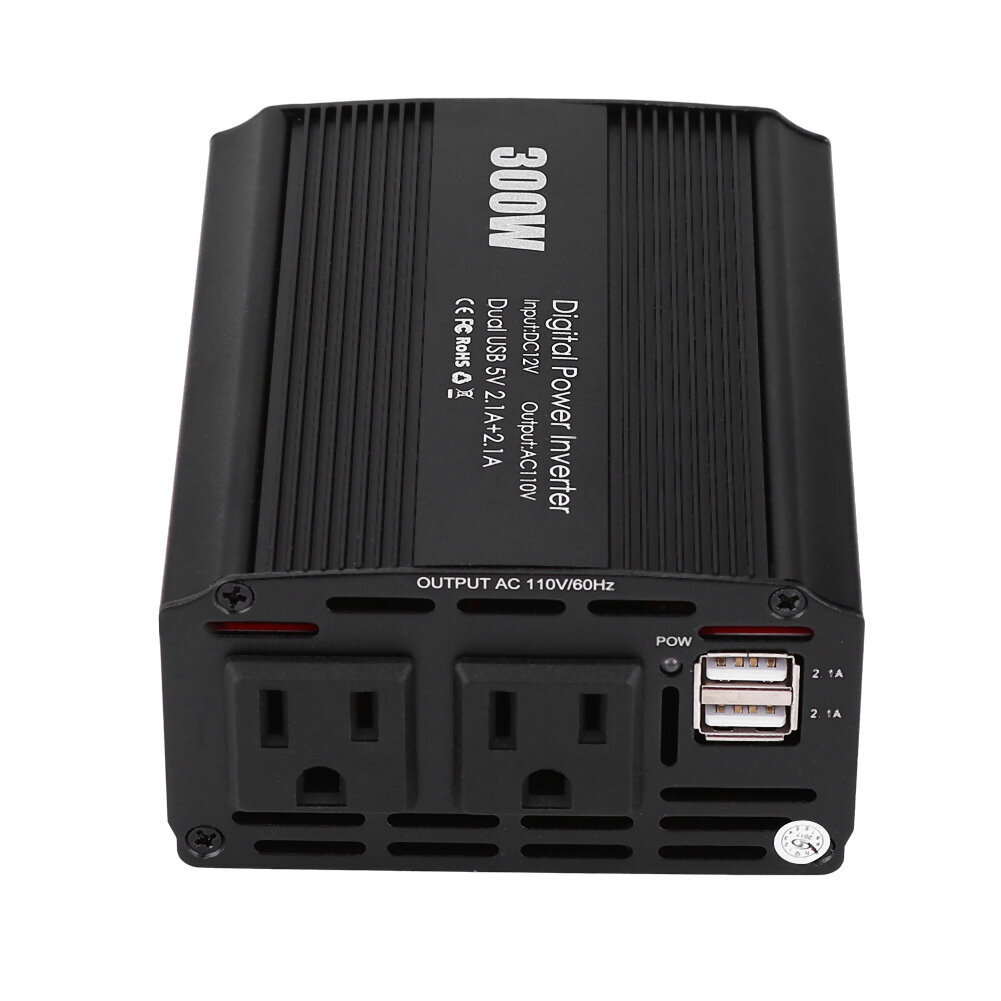 300 W DC 12 V AC Kannettava Power Invertter -muunnin W / Dual USB 2.1A 5V laturisovitin hinta ja tiedot | Muuntimet ja invertterit | hobbyhall.fi