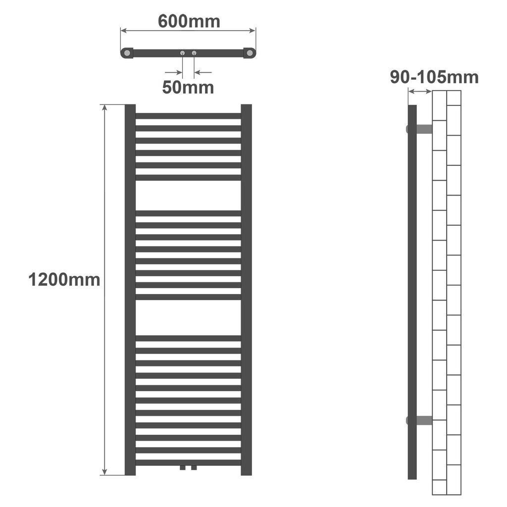 Pyyhekuivain - keskuslämmitykselle, 1400x600 mm, suora, litteä, sivuliitäntä, valkoinen - lämmitettävä kylpyhuoneen pyyhekuivain, lämmitin. hinta ja tiedot | Kylpyhuoneen patterit ja pyyhekuivaimet | hobbyhall.fi