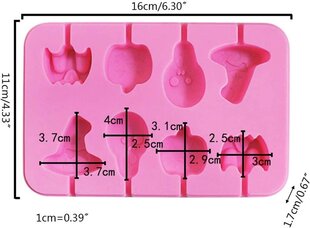 Halloween Skull Pumpkin Silikoni Lollipop -keksimuotti, 16,5 x 10,82 x 1,7 cm hinta ja tiedot | Juhlakoristeet | hobbyhall.fi