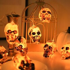 Paristokäyttöiset Halloween-keijuvalot, vedenpitävät sisä- ja ulkokäyttöön, 1,5 m, 10 valoa ruskealla kallokoristeella hinta ja tiedot | Juhlakoristeet | hobbyhall.fi