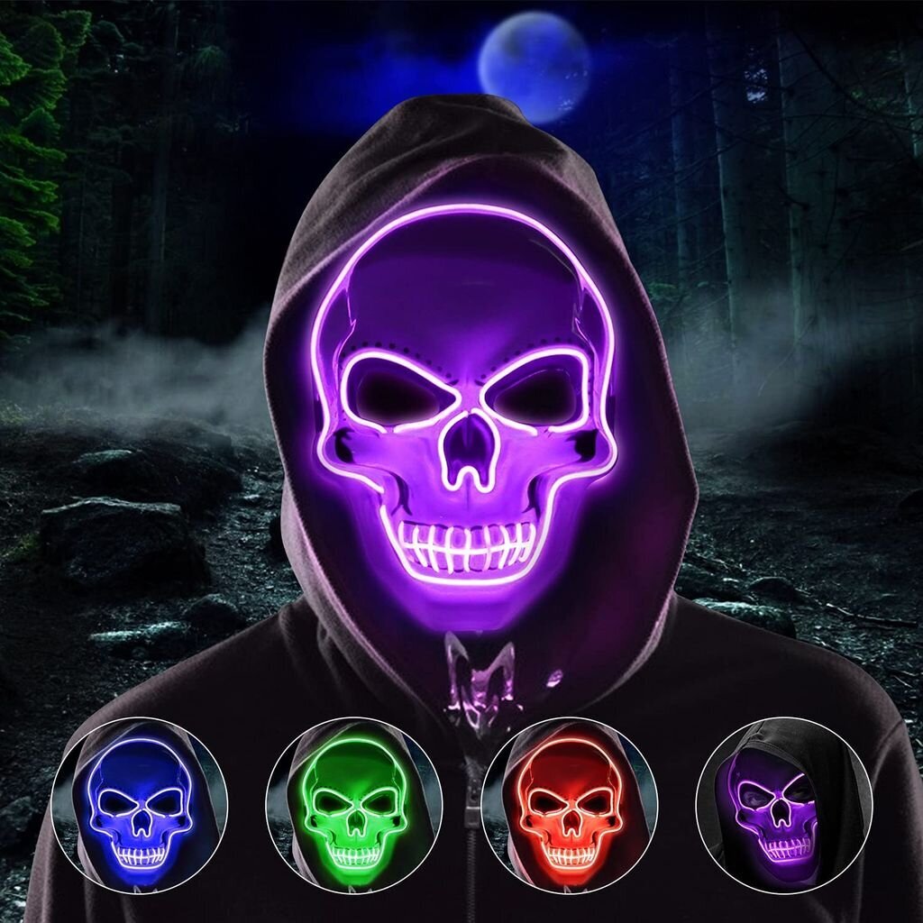 Halloween-naamio, LED-kauhunaamio, violetti hinta ja tiedot | Juhlakoristeet | hobbyhall.fi