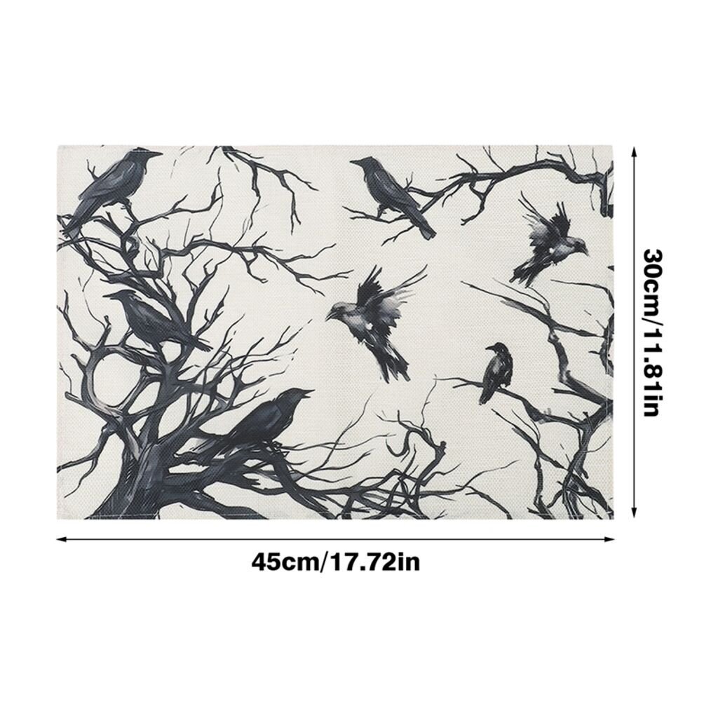 5 kpl Dead Tree Blackbird -pöytämatot, 30 x 45 cm hinta ja tiedot | Juhlakoristeet | hobbyhall.fi