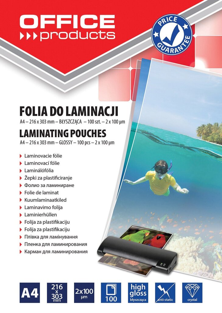 Laminointifolio A4 2x100mic, 100 arkkia hinta ja tiedot | Toimistotarvikkeet | hobbyhall.fi