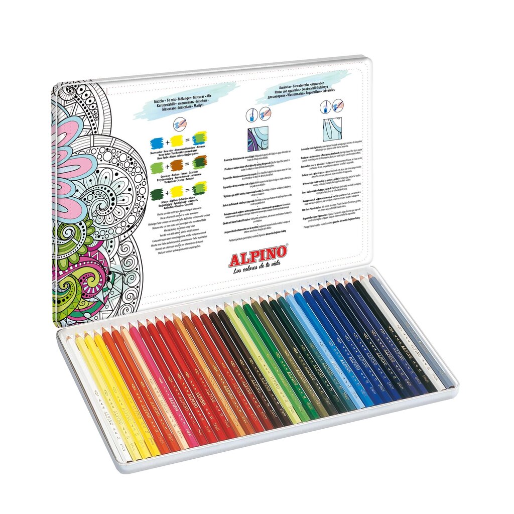 Värikynät ALPINO Color experience aqualine 36sp metallilaatikossa hinta ja tiedot | Toimistotarvikkeet | hobbyhall.fi