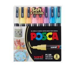 Värilliset tussit Uni Ball Posca Soft Color, 8 kpl. hinta ja tiedot | Taide- ja askartelutarvikkeet | hobbyhall.fi