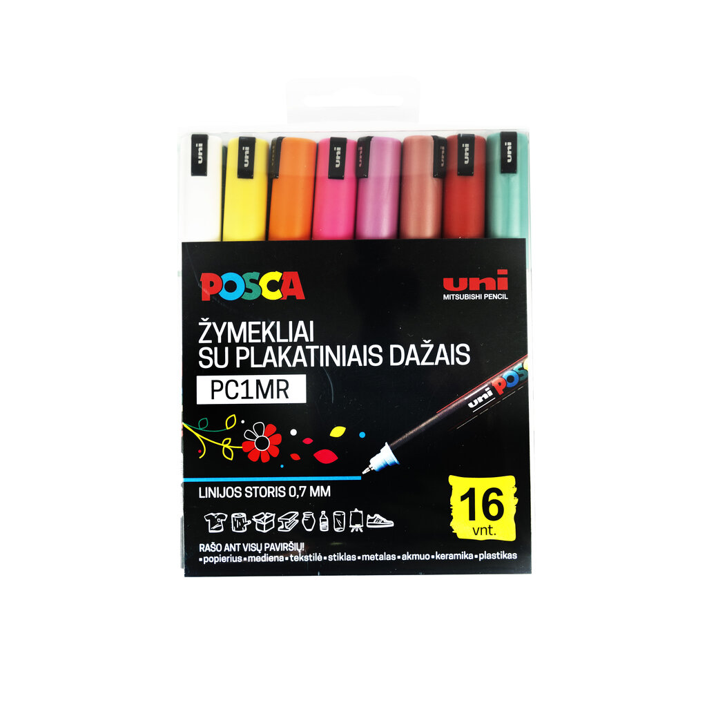 Tussit Uni Ball Posca PC-1MR, 16 kpl. hinta ja tiedot | Taide- ja askartelutarvikkeet | hobbyhall.fi