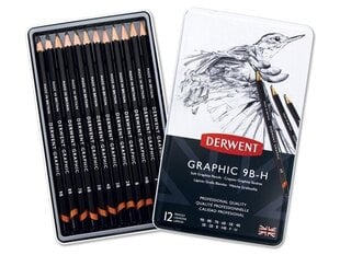 Grafiittikynät Derwent Graphic 12 kpl. 9B-H hinta ja tiedot | Taide- ja askartelutarvikkeet | hobbyhall.fi