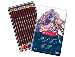 Värikynät Derwent Coloursoft 12 kpl. hinta ja tiedot | Taide- ja askartelutarvikkeet | hobbyhall.fi