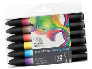 Akvarellimerkkisetti Winsor&Newton Promarker 12 kpl. hinta ja tiedot | Taide- ja askartelutarvikkeet | hobbyhall.fi