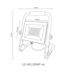 Kannettava LED-kohdevalo NELI, 50 W, 4500 lm, 6400 °K, IP65, musta hinta ja tiedot | Puutarha- ja ulkovalot | hobbyhall.fi