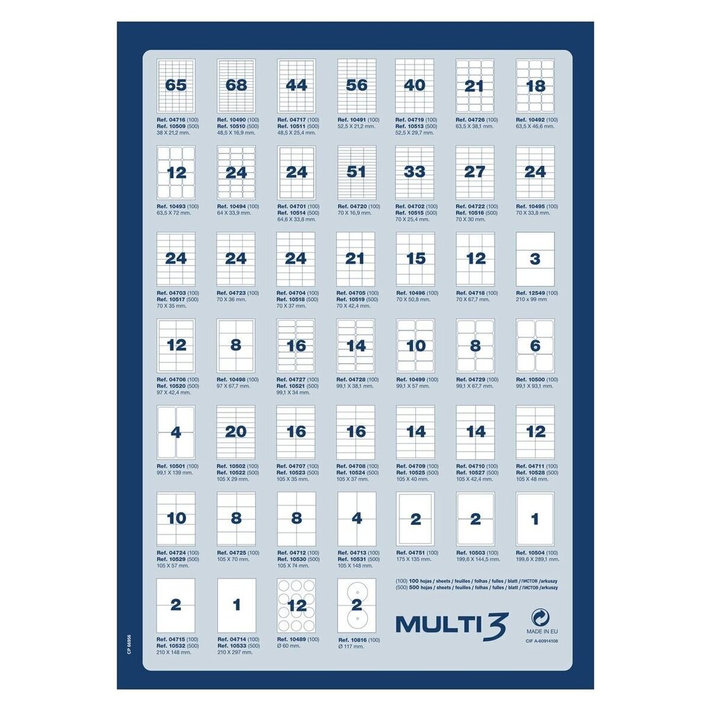 Tarrat tulostukseen Multi 3 A4 97 x 42,4 mm hinta ja tiedot | Vihkot, muistikirjat ja paperit | hobbyhall.fi