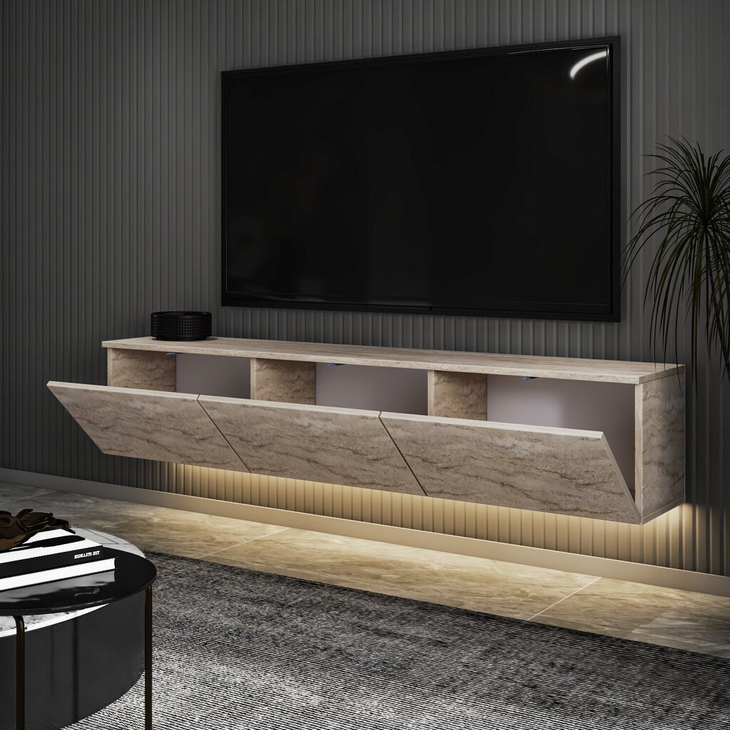 TV-taso Neon valaistu, beige hinta ja tiedot | TV-tasot | hobbyhall.fi