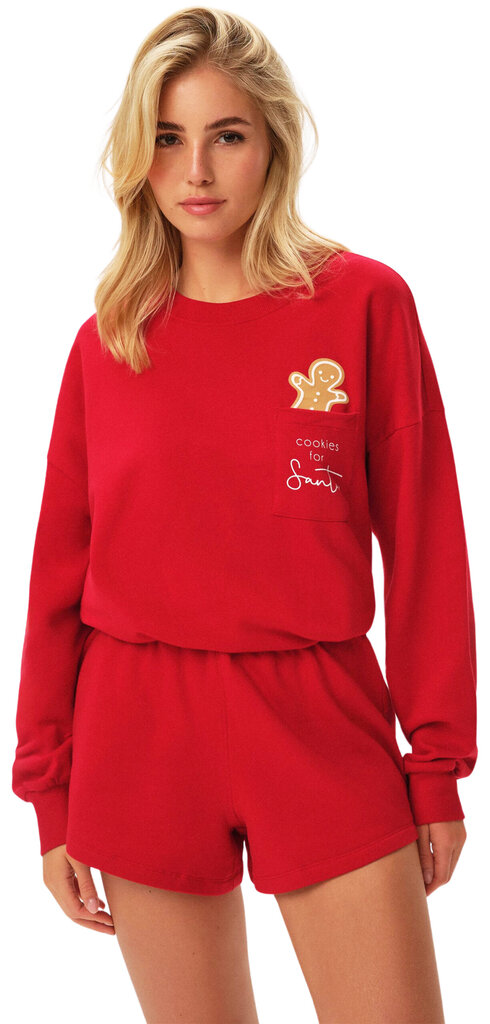 Naisten joulusetti HENDERSON 41900 Crewneck, Shortsit, punainen, Pyjama hinta ja tiedot | Yöasut ja pyjamat | hobbyhall.fi