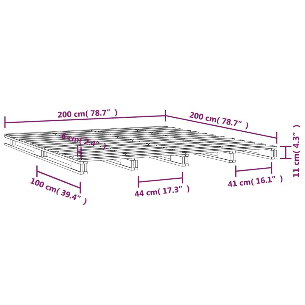 vidaXL Lavasänky 200x200 cm täysi mänty hinta ja tiedot | Sängyt | hobbyhall.fi