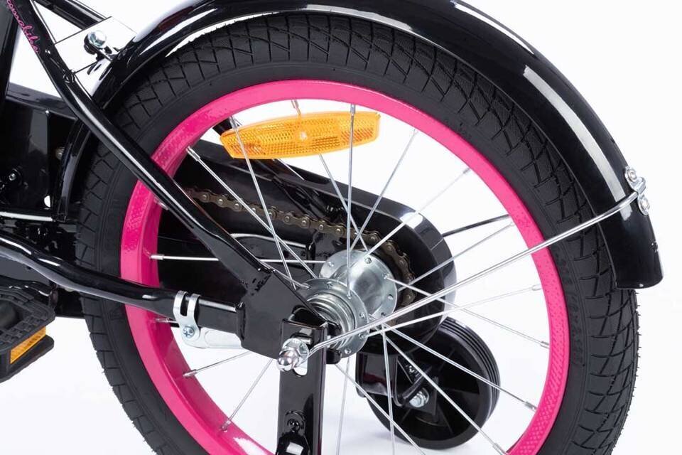 Pyörä Tomabike 16", musta/pinkki hinta ja tiedot | Polkupyörät | hobbyhall.fi