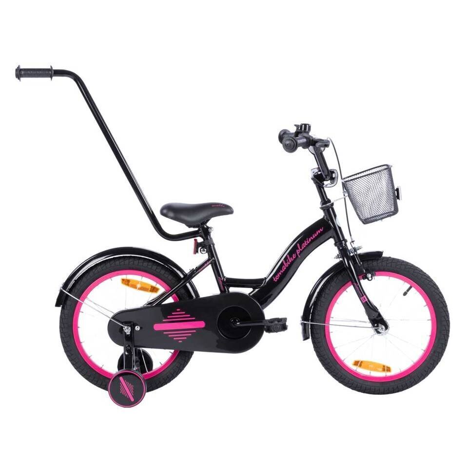 Pyörä Tomabike 16", musta/pinkki hinta ja tiedot | Polkupyörät | hobbyhall.fi