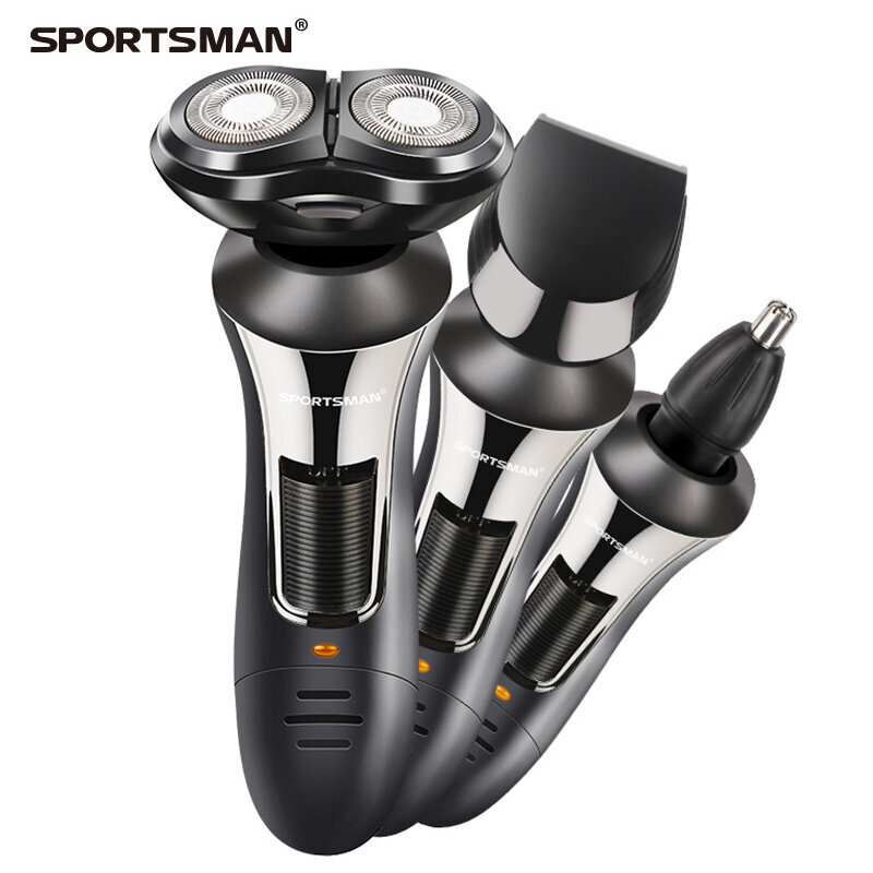 SPORTSMAN 3 in 1 miesten sähköparranajokoneet Triple Razor -monitoiminen vedenpitävä nenähiusleikkuri ajeltu hiuspää USB-ladattava hinta ja tiedot | Parranajokoneet | hobbyhall.fi