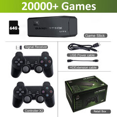 Y6 4k Retro Video Game Console 2.4G Langaton Game TV Stick 64/128G 10000+ Game HD Emuelec4.3 Kannettava videopelitikku GBA:lle hinta ja tiedot | Pelikonsolit | hobbyhall.fi