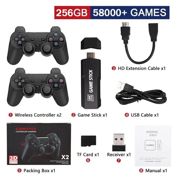 4K Game Stick GD10 128G 256G 58000 Games Retro Game Console HD Video Game Console Langaton ohjain PSP PS1:lle Joululahja