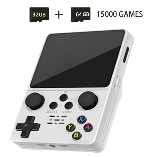 R35S Handheld Retro Console 3,5 tuuman avoimen lähdekoodin 32G 64G 15000+ pelit kannettava tasku 2,5D IPS-näyttö PS1/N64/PSP/MAME/MD