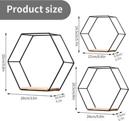 Seinälle kiinnitettävä kuusikulmainen kelluva hylly, musta 3-osainen erikokoinen sarja hinta ja tiedot | Suihkupäät ja tarvikkeet | hobbyhall.fi