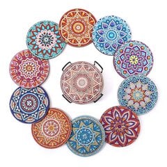 Mandala Diamond Painting Coaster DIY Setti jalustalla, värikäs hinta ja tiedot | Lasit, mukit ja kannut | hobbyhall.fi