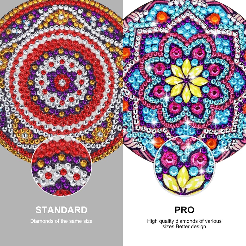 Mandala Diamond Painting Coaster DIY Setti jalustalla, värikäs hinta ja tiedot | Lasit, mukit ja kannut | hobbyhall.fi