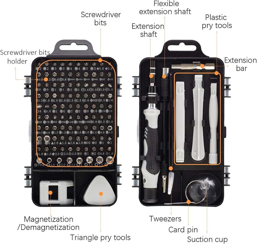 115 in 1 tarkkuusruuvimeisselisarja, musta hinta ja tiedot | Monitoimityökalut ja veitset retkeilyyn | hobbyhall.fi