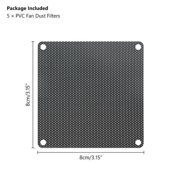 5kpl 80mm 90mm 120mm 140mm PVC tuulettimen pölysuodatin musta valkoinen PC pölytiivis kotelo leikattava tietokoneen verkkokansi Tietokoneen jäähdyttimen kansi