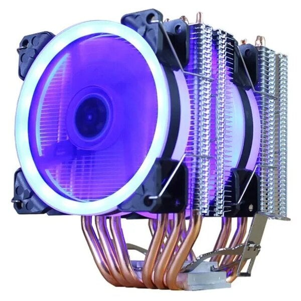 Cooler korkealaatuinen 6 lämpöputkea kaksitornijäähdytys 9 cm RGB tuuletin LED tuulettimen tuki 3 tuuletinta 3 PIN CPU tuuletin AMD:lle ja Intelille