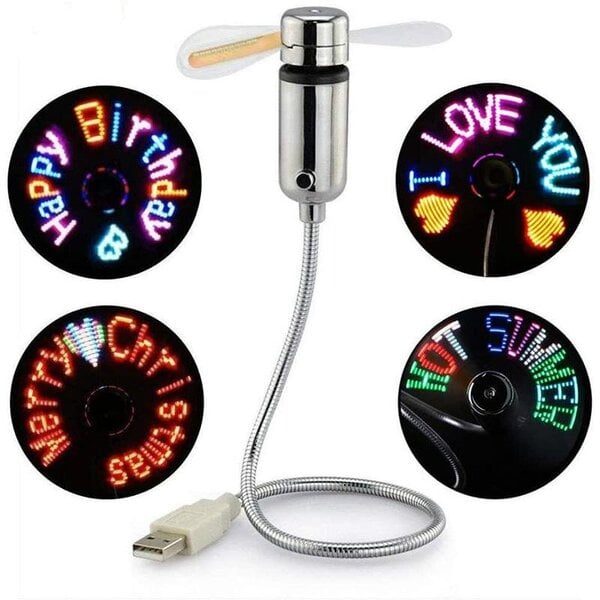 1kpl Uusi Led Rgb Light ohjelmoitava tuuletin pehmeät terät Joustava Hanhenkaula Tee Message Mini USB-tuuletin PC-kannettavien lisävarusteille