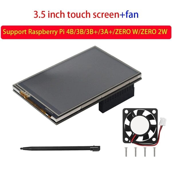 3,5 tuuman kosketusnäyttö suojakuorella 450*320 resoluution TFT LCD-näyttö Raspberry Pi 3B+ 2B B+:lle tuulettimella/ilman