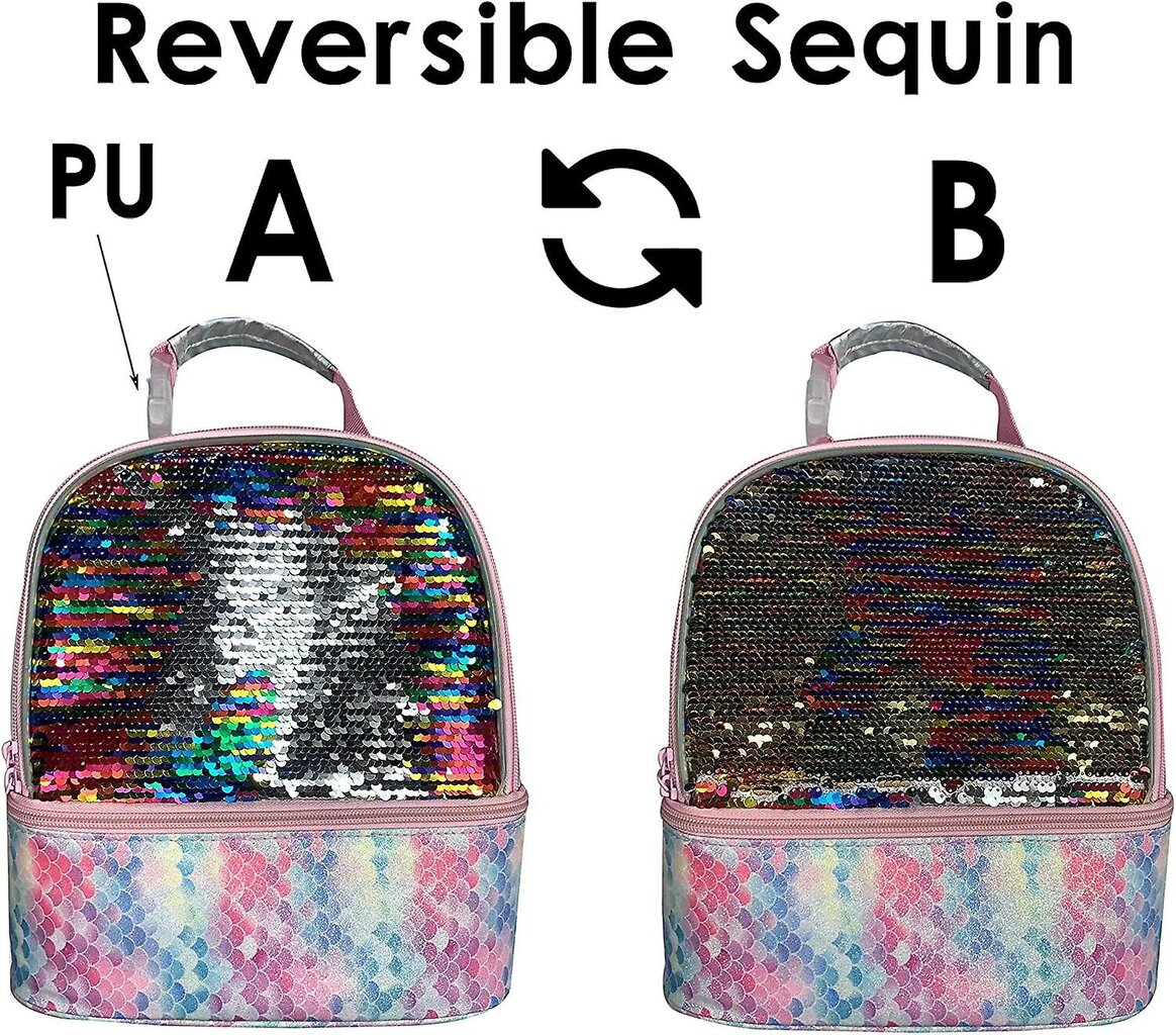 Flip Sequins -lounaskassit naisille, kaksikerroksinen lämpöeristetty lounaskassi hinta ja tiedot | Naisten käsilaukut | hobbyhall.fi