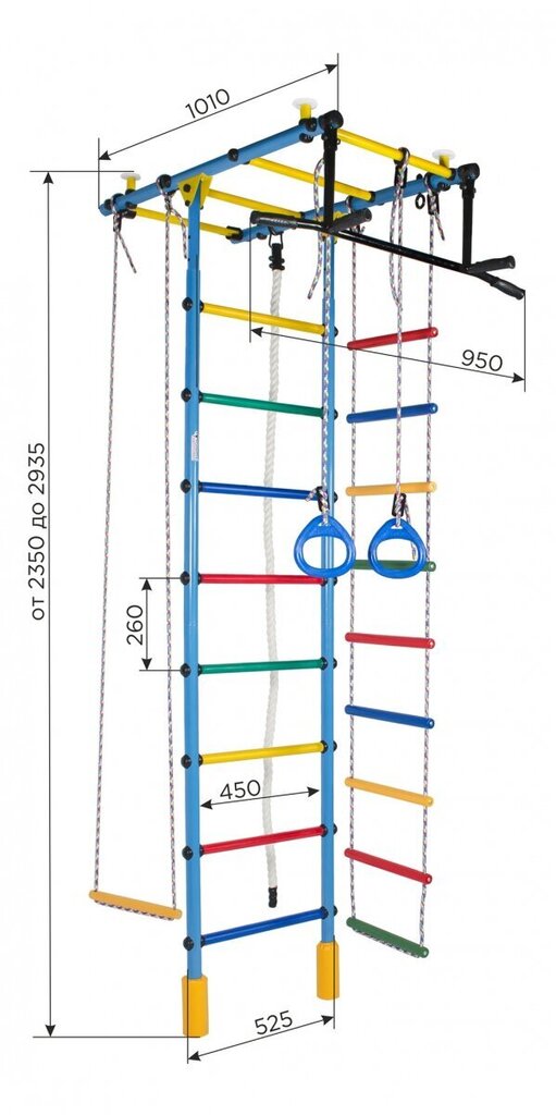 Urheiluväline (voimisteluseinä) ATLANT, valkoinen-musta, 235-293 x 52,5 cm hinta ja tiedot | Puolapuut ja voimisteluseinät | hobbyhall.fi