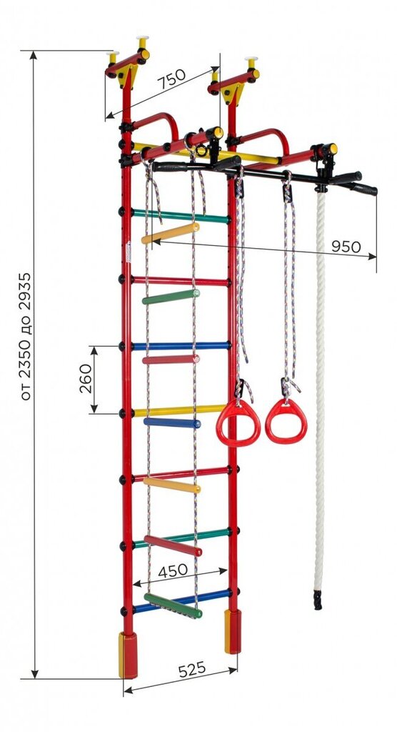 Kuntokeskus (voimisteluseinä), Kirahvi, valkoinen-musta, 235-293 x 52,5 cm hinta ja tiedot | Puolapuut ja voimisteluseinät | hobbyhall.fi