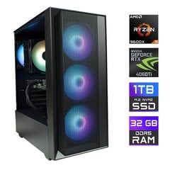 Tietokone MonsterX Ryzen 5 9600X 32GB 1TB NVME RTX4060Ti hinta ja tiedot | Pöytätietokoneet | hobbyhall.fi