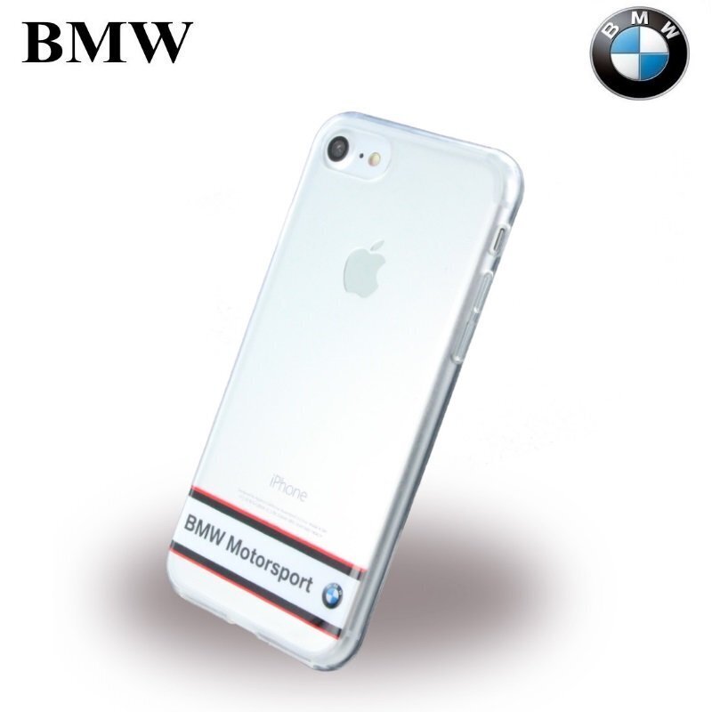 BMW BMHCP7TRHWH Horizontal Logo Silicone Super Thin back case Apple iPhone 7 4.7inch Transparent/White hinta ja tiedot | Puhelimen kuoret ja kotelot | hobbyhall.fi