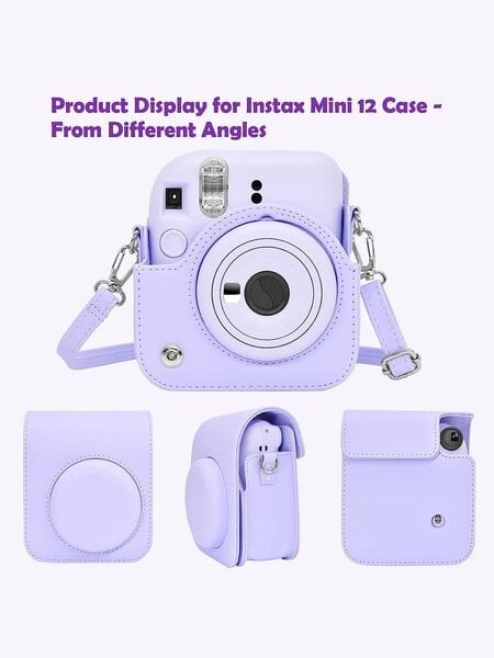 Instant Mini 12 -kotelo, yhteensopiva Instax Mini 12/ Mini 12 -kameran kanssa - PU-nahkainen suojakotelon suojalaukku säädettävällä olkahihnalla - mintunvihreä