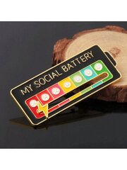 Tunnehallinnan rintaneula "My Social Battery" Pin Solki Pieni Lahjatarvike Sarjakuvatarvikkeet Reppuneulat Söpöt Vaatteet Pins Macrame Laukku Pins hinta ja tiedot | Naisten laukut | hobbyhall.fi