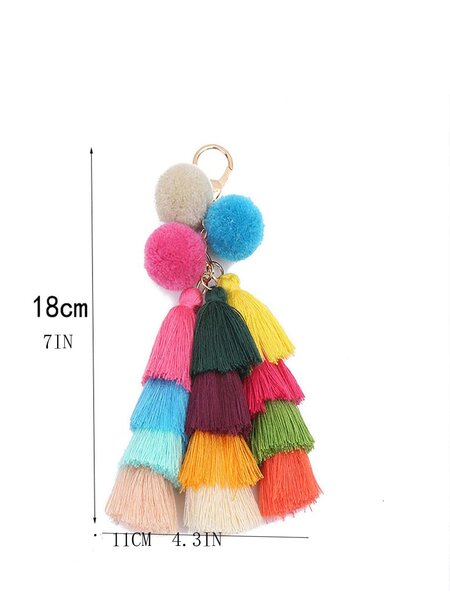 Pompom & Tupsu Decor Laukku Koru Tupsu Kukkaro Koru käsilaukkuun Riipus Boho Avaimenperä Avaimenperä Naisten Laukku Laukku Tarvikkeet Olkalaukku Crossbody Bag