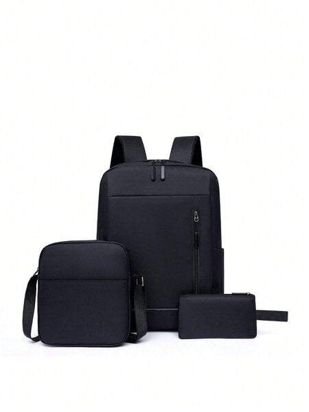 kpl Simple Business Solid Color Suuri kapasiteetti Miesten reppu Crossbody Laukku Lompakkosarja Sopiva Yrityskäyttöön Sopii Työkäyttöön Black Friday