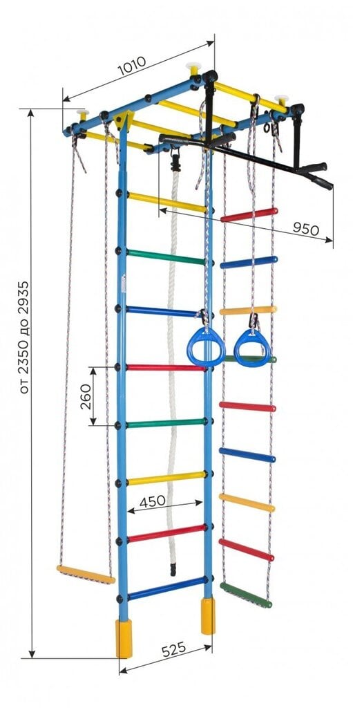 Urheiluväline (voimisteluseinä) ATLANT, valkoinen-sateenkaari, 235-293 x 52,5 cm hinta ja tiedot | Puolapuut ja voimisteluseinät | hobbyhall.fi