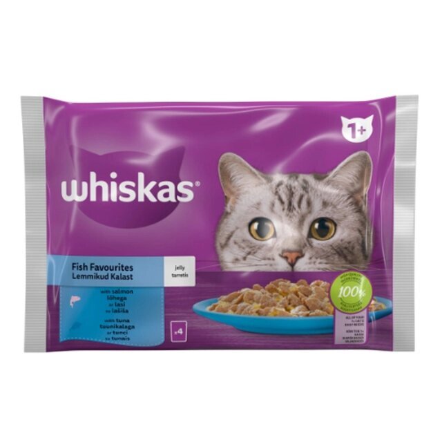 Whiskas Pure Delight kissanruoka, lohi ja tonnikala, 4 x 85 g x 13 kpl hinta ja tiedot | Kissanruoka | hobbyhall.fi