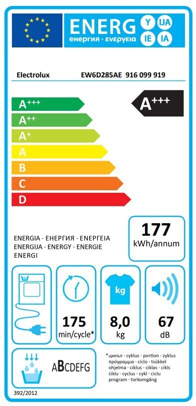 Electrolux EW6D285AE hinta ja tiedot | Kuivausrummut | hobbyhall.fi