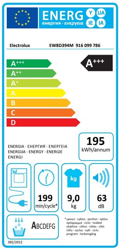 Electrolux EW8D394M hinta ja tiedot | Kuivausrummut | hobbyhall.fi