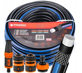 Kasteluletku suuttimella Powermat Garden Premium 1/2" PM1156, 50 m hinta ja tiedot | Puutarhaletkut, kastelukannut ja muut kastelutarvikkeet | hobbyhall.fi