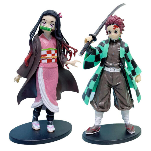 2 kpl 14cm Anime Tanjirou Nezuko Demon Slayer Figure Toimintafiguurit PVC mallilelut