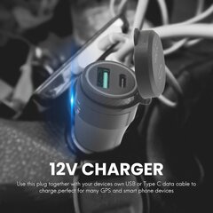 Moottoripyörän vedenpitävä pikalaturi USB Type-C -portilla 12V/24V Qc3.0 virtasovittimen Din-pistoke mustalle hinta ja tiedot | Paristolaturit | hobbyhall.fi