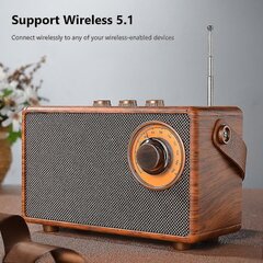 Retro Fm Radio Kannettava Puinen Bluetooth Radio Bassokaiutin Handsfree MP3-soitin Tuki Usb/tf Auto hinta ja tiedot | Kelloradiot ja herätyskellot | hobbyhall.fi