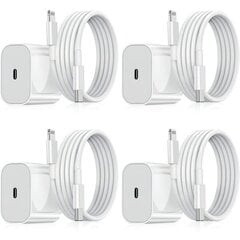 iPhone-laturi - Pikalaturi - Sovitin + Kaapeli 20W USB-C Valkoinen 4 kpl iPhone hinta ja tiedot | Paristolaturit | hobbyhall.fi